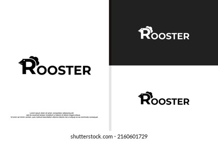 simple rooster logo type illustration vector