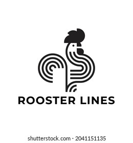 simple rooster stripes logo vector