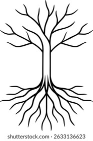 Ilustração de vetor de estrutura de raiz simples - Elemento de design subterrâneo mínimo

