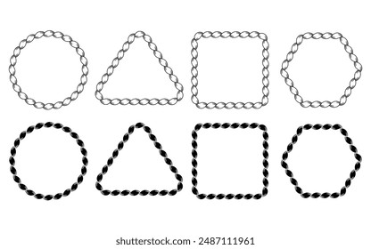 Simple rope frame set, circular, triangular, square and hexagonal, Vector Illustration