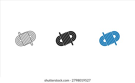 Simple rope knot outline icon set. representing tying, fastening, nautical equipment, camping gear, security, connection, and binding concepts.	
