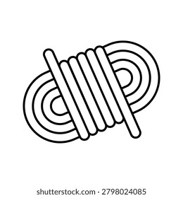 Simple rope knot outline icon representing tying, fastening, nautical equipment, camping gear, security, connection, and binding concepts.	
