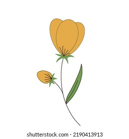 Simple Rose cartoon Flowers Yellow Pink