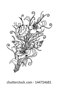     simple rose drawing on black and white