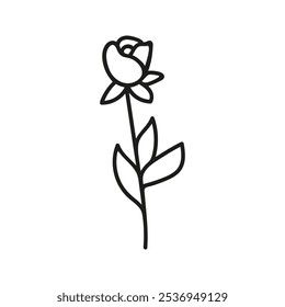 Simple rose flower. Hand drawn doodle illustration.