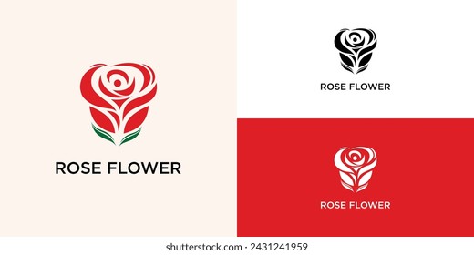 Diseño simple del logotipo de la flor de la rosa con concepto único| vector premium