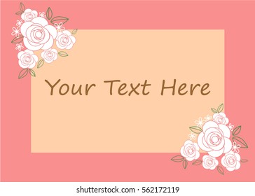 Simple rose frame, card template and scrapbook. Valentineâ??s Day card. Vector illustration.