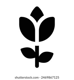 Simple Rose glyph icon. The icon can be used for websites, print templates, presentation templates, illustrations, etc