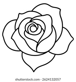 Simple Rose Line Art for Digital Design – Modern and Minimalist Floral Illustration