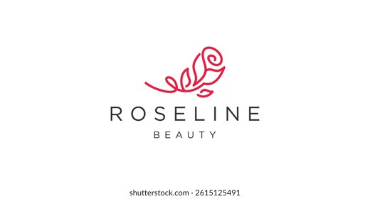 Simple rose line logo template. Beauty fashion logo design vector illustration.