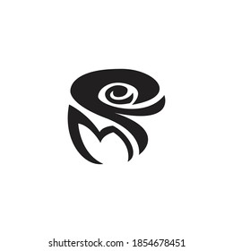 Un diseño sencillo de ilustración de forma rosa con la adición de la letra M, se puede usar para diseños de logotipo e icono
