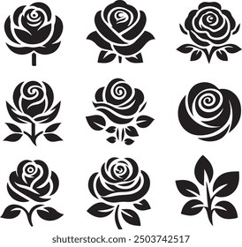 Einfache Rose Silhouette Vektor Clipart