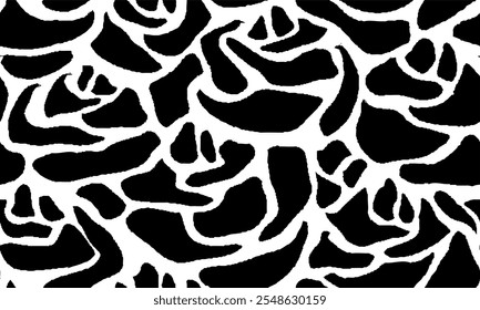 Simple Roses Seamless Pattern. Black and White Seamless Pattern.