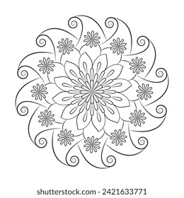 Simple rotate mandala design for coloring book