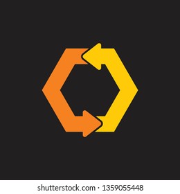simple rotation arrows hexagonal symbol vector