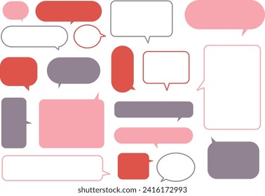 Simple and rough speech bubble set in red and pink