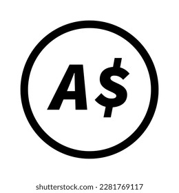 Simple round Australian dollar coin icon. Vector.