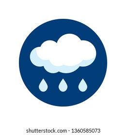 Simple round climate icon in flat style. Vector meteo pictogram of a raining weather.