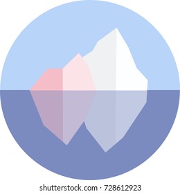 Simple round flat illustration of icebergs half in water