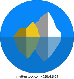 Simple round flat illustration of icebergs in immersed water