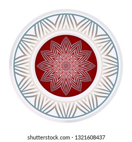 Simple Round Floral Mandala, Ethno Motive. Bright Ornament Consists Simple Shapes. Vector Illustration.. For Home Decor, Coloring Book, Greeting Card, Invitation, Tattoo. Anti-Stress Therapy Pattern.