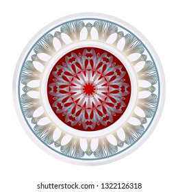 Simple Round Floral Mandala, Ethno Motive. Bright Ornament Consists Simple Shapes. Vector Illustration.. For Home Decor, Coloring Book, Greeting Card, Invitation, Tattoo. Anti-Stress Therapy Pattern.