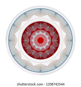 Simple Round Floral Mandala, Ethno Motive. Bright Ornament Consists Simple Shapes. Vector Illustration.. For Home Decor, Coloring Book, Greeting Card, Invitation, Tattoo. Anti-Stress Therapy Pattern.