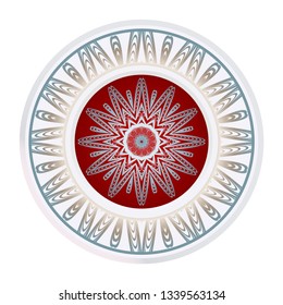 Simple Round Floral Mandala, Ethno Motive. Bright Ornament Consists Simple Shapes. Vector Illustration.. For Home Decor, Coloring Book, Greeting Card, Invitation, Tattoo. Anti-Stress Therapy Pattern.