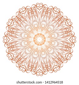 Simple Round Floral Mandala, Ethno Motive. Bright Ornament Consists Of Simple Shapes. Vector Illustration.. For Home Decor, Coloring Book, Card, Invitation, Tattoo. Anti-Stress Therapy Pattern