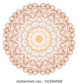 Simple Round Floral Mandala, Ethno Motive. Bright Ornament Consists Of Simple Shapes. Vector Illustration.. For Home Decor, Coloring Book, Card, Invitation, Tattoo. Anti-Stress Therapy Pattern
