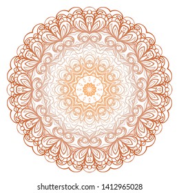 Simple Round Floral Mandala, Ethno Motive. Bright Ornament Consists Of Simple Shapes. Vector Illustration.. For Home Decor, Coloring Book, Card, Invitation, Tattoo. Anti-Stress Therapy Pattern