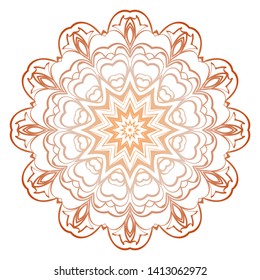Simple Round Floral Mandala, Ethno Motive. Bright Ornament Consists Of Simple Shapes. Vector Illustration.. For Home Decor, Coloring Book, Card, Invitation, Tattoo. Anti-Stress Therapy Pattern