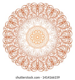 Simple Round Floral Mandala, Ethno Motive. Bright Ornament Consists Of Simple Shapes. Vector Illustration.. For Home Decor, Coloring Book, Card, Invitation, Tattoo. Anti-Stress Therapy Pattern