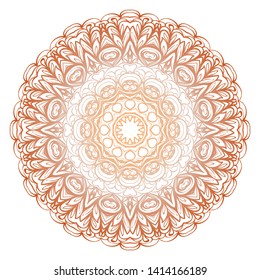 Simple Round Floral Mandala, Ethno Motive. Bright Ornament Consists Of Simple Shapes. Vector Illustration.. For Home Decor, Coloring Book, Card, Invitation, Tattoo. Anti-Stress Therapy Pattern