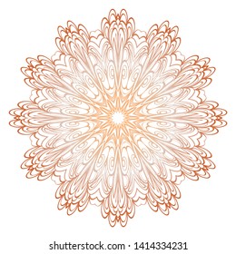Simple Round Floral Mandala, Ethno Motive. Bright Ornament Consists Of Simple Shapes. Vector Illustration.. For Home Decor, Coloring Book, Card, Invitation, Tattoo. Anti-Stress Therapy Pattern
