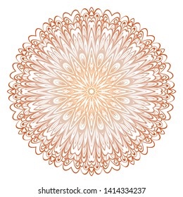 Simple Round Floral Mandala, Ethno Motive. Bright Ornament Consists Of Simple Shapes. Vector Illustration.. For Home Decor, Coloring Book, Card, Invitation, Tattoo. Anti-Stress Therapy Pattern