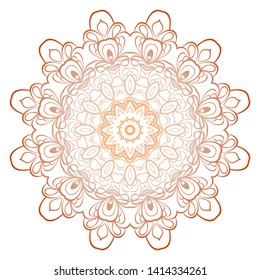 Simple Round Floral Mandala, Ethno Motive. Bright Ornament Consists Of Simple Shapes. Vector Illustration.. For Home Decor, Coloring Book, Card, Invitation, Tattoo. Anti-Stress Therapy Pattern