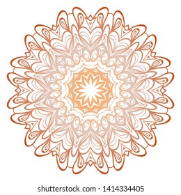 Simple Round Floral Mandala, Ethno Motive. Bright Ornament Consists Of Simple Shapes. Vector Illustration.. For Home Decor, Coloring Book, Card, Invitation, Tattoo. Anti-Stress Therapy Pattern