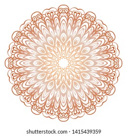 Simple Round Floral Mandala, Ethno Motive. Bright Ornament Consists Of Simple Shapes. Vector Illustration.. For Home Decor, Coloring Book, Card, Invitation, Tattoo. Anti-Stress Therapy Pattern