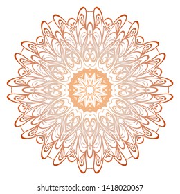 Simple Round Floral Mandala, Ethno Motive. Bright Ornament Consists Of Simple Shapes. Vector Illustration.. For Home Decor, Coloring Book, Card, Invitation, Tattoo. Anti-Stress Therapy Pattern