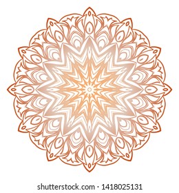 Simple Round Floral Mandala, Ethno Motive. Bright Ornament Consists Of Simple Shapes. Vector Illustration.. For Home Decor, Coloring Book, Card, Invitation, Tattoo. Anti-Stress Therapy Pattern