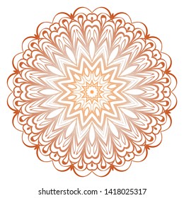 Simple Round Floral Mandala, Ethno Motive. Bright Ornament Consists Of Simple Shapes. Vector Illustration.. For Home Decor, Coloring Book, Card, Invitation, Tattoo. Anti-Stress Therapy Pattern
