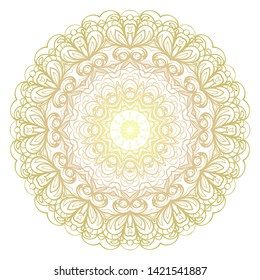 Simple Round Floral Mandala, Ethno Motive. Bright Ornament Consists Of Simple Shapes. Vector Illustration.. For Home Decor, Coloring Book, Card, Invitation, Tattoo. Anti-Stress Therapy Pattern