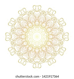 Simple Round Floral Mandala, Ethno Motive. Bright Ornament Consists Of Simple Shapes. Vector Illustration.. For Home Decor, Coloring Book, Card, Invitation, Tattoo. Anti-Stress Therapy Pattern