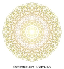 Simple Round Floral Mandala, Ethno Motive. Bright Ornament Consists Of Simple Shapes. Vector Illustration.. For Home Decor, Coloring Book, Card, Invitation, Tattoo. Anti-Stress Therapy Pattern