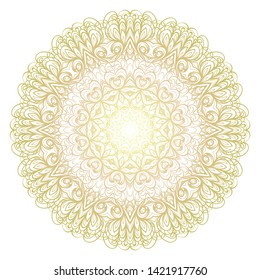 Simple Round Floral Mandala, Ethno Motive. Bright Ornament Consists Of Simple Shapes. Vector Illustration.. For Home Decor, Coloring Book, Card, Invitation, Tattoo. Anti-Stress Therapy Pattern