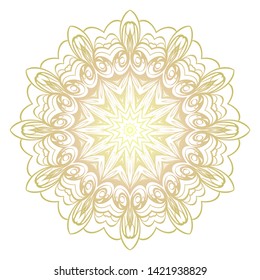 Simple Round Floral Mandala, Ethno Motive. Bright Ornament Consists Of Simple Shapes. Vector Illustration.. For Home Decor, Coloring Book, Card, Invitation, Tattoo. Anti-Stress Therapy Pattern