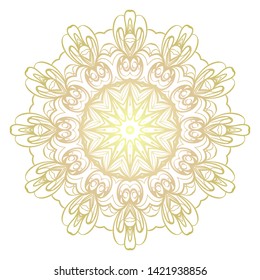 Simple Round Floral Mandala, Ethno Motive. Bright Ornament Consists Of Simple Shapes. Vector Illustration.. For Home Decor, Coloring Book, Card, Invitation, Tattoo. Anti-Stress Therapy Pattern