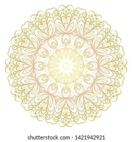 Simple Round Floral Mandala, Ethno Motive. Bright Ornament Consists Of Simple Shapes. Vector Illustration.. For Home Decor, Coloring Book, Card, Invitation, Tattoo. Anti-Stress Therapy Pattern