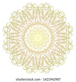 Simple Round Floral Mandala, Ethno Motive. Bright Ornament Consists Of Simple Shapes. Vector Illustration.. For Home Decor, Coloring Book, Card, Invitation, Tattoo. Anti-Stress Therapy Pattern
